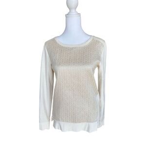 Loft Women's XS Ivory Knit Pullover Sweater Long Sleeve Casual